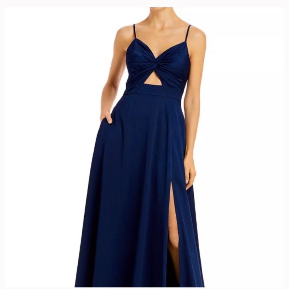 Aidan Mattox Navy Blue Maxi Dress